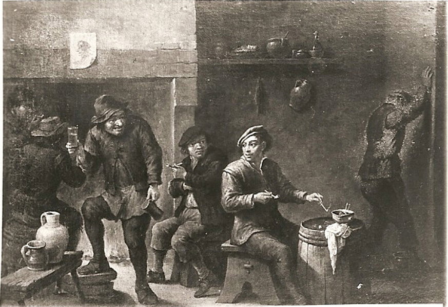 interno di camera rustica (dipinto) - scuola fiamminga (sec. XVII)